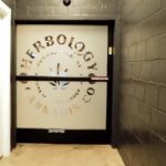 Frosted Glass Automatic Door at Herbology's River Rouge Dispensary - Credit: Herbology Cannabis Co.